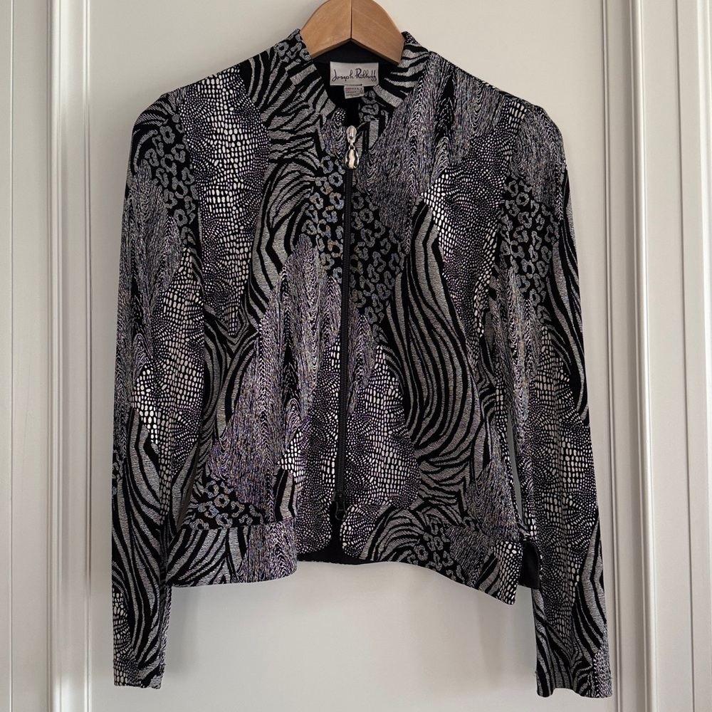 Joseph Ribkoff | Mixed Animal Print Stretchy Zipper Jacket - size 6